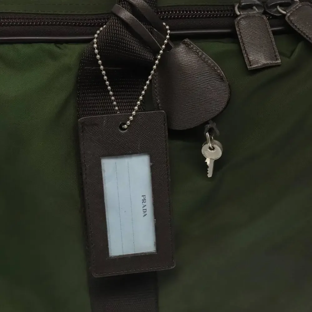 PRADA Boston Bag Nylon Khaki Silver
